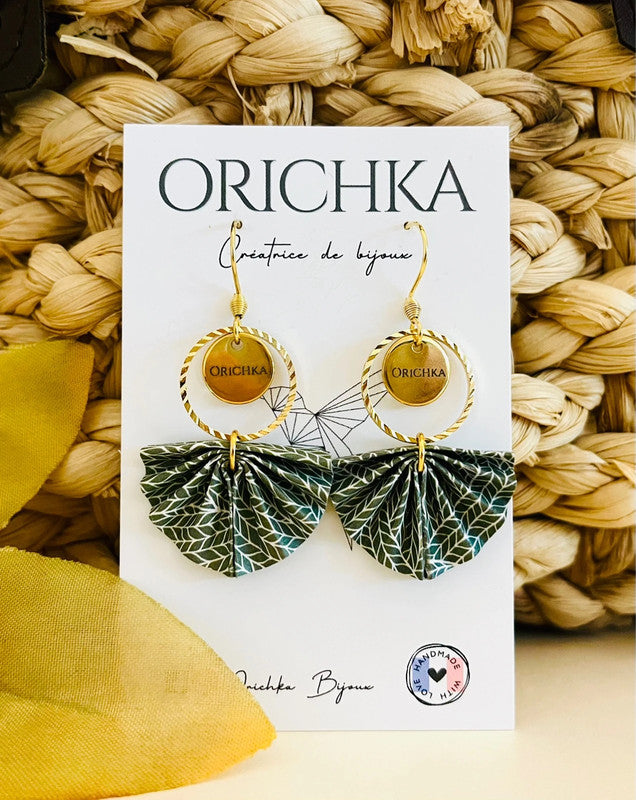 Boucles d’oreilles origami éventail