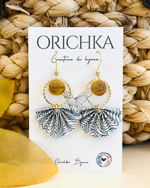 Boucles d’oreilles origami éventail