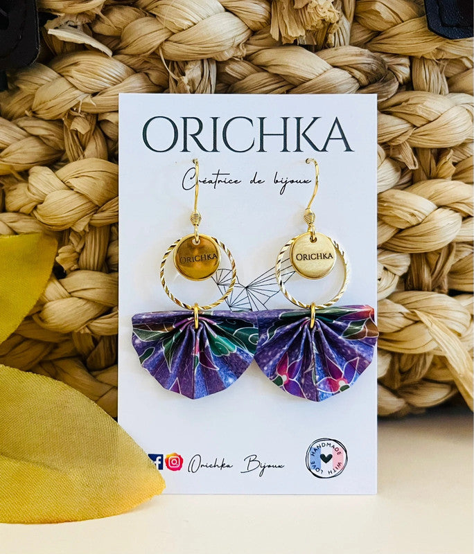 Boucles d’oreilles origami éventail