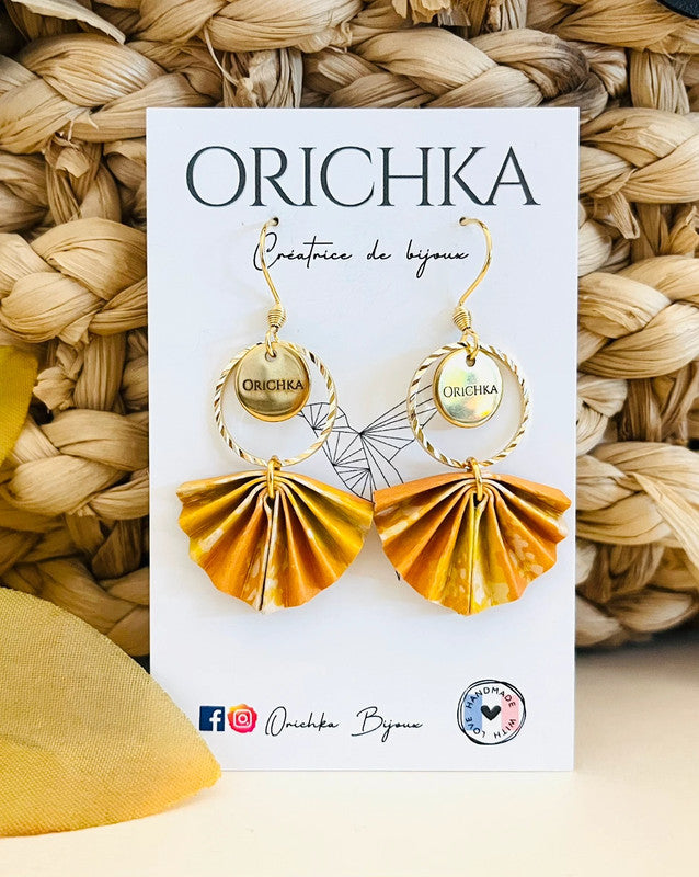 Boucles d’oreilles origami éventail