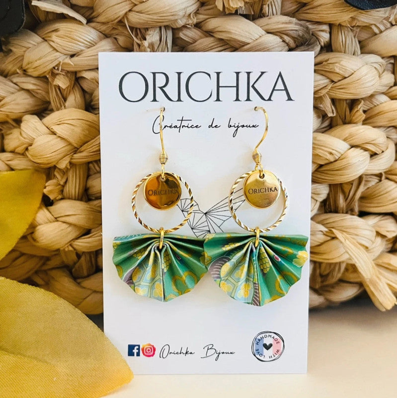 Boucles d’oreilles origami éventail